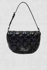 KARL LAGERFELD Czarna pikowana damska torebka Kuilt Flap Shb. Czarne torebki klasyczne damskie Karl Lagerfeld, bez wzorów, pikowane, bez dodatków. W wyprzedaży za 505.99 zł.