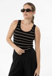 Top w paski T-ESTER. Topy sportowe damskie Volcano, s, bez wzorów, z bawełny, bez ramiączek. Za 54.99 zł.