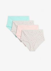 Figi maxi panty z miękkiej prążkowanej bawełny (4 szt.). Białe figi damskie bonprix, bez wzorów, z bawełny. Za 59.96 zł.