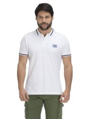 Leone Basic męska koszulka polo z kołnierzykiem. Białe koszulki polo męskie LEONE 1947 APPAREL, m, z aplikacjami, z syntetyku, bez ramiączek. Za 105.21 zł.
