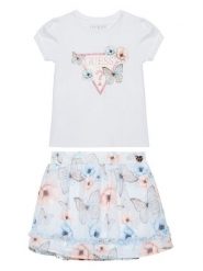 Guess Komplet t-shirt i spódniczka K6RG07 K6YW0 Biały Regular Fit. Białe koszulki dziewczęce Guess, z aplikacjami, z bawełny, bez ramiączek. Za 269.99 zł.
