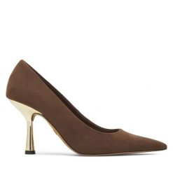 Szpilki Nine West. Brązowe szpilki Nine West, bez wzorów, bez obcasa. Za 184.99 zł.