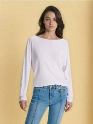 Sweter basic z ozdobnym przeszyciem z wiskozą - biały. Białe swetry klasyczne damskie Sinsay, l, z wiskozy, bez kołnierzyka. Za 39.99 zł.
