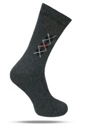 Ciepłe Wełniane Skarpetki Zimowe - Grafit, Geometryczny Wzór. Szare skarpetki męskie His Story, bez wzorów, z elastanu. Za 39.99 zł.
