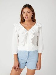 Wrangler Bluzka w kolorze białym rozmiar: L. Białe bluzki damskie Wrangler, l, bez wzorów, z bawełny, bez kołnierzyka, bez ramiączek. Za 123.25 zł.