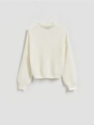 Sweter z wełną - złamana biel. Swetry klasyczne damskie Reserved, l, z dzianiny, bez kołnierzyka. Za 259.99 zł.