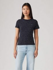 Levi's Koszulka w kolorze granatowo-białym rozmiar: S. Niebieskie bluzki damskie Levi's, s, bez wzorów, z bawełny, bez kołnierzyka, bez ramiączek. Za 58.95 zł.