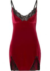 Koszulka nocna aksamitna. Czerwone koszule nocne damskie bonprix, bez wzorów, z koronki. Za 112.99 zł.