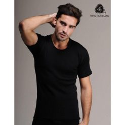 Bielizna termoaktywna męska merino z krótkim rękawem Woolona. Czarna bielizna termoaktywna męska WOOLONA, m, bez wzorów. W wyprzedaży za 162.00 zł.