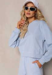Jasnoniebieska Oversize Bluza z Bawełny o Krótkim Fasonie Sibolla. Niebieskie bluzy bez kaptura damskie Renee, l, z bawełny. Za 89.99 zł.