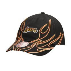 Czapka z daszkiem Mitchell & Ness NBA Los Angeles Lakers Flamez - 6LUXMM20018. Czarne czapki męskie Mitchell & Ness, bez wzorów, sportowe. Za 89.00 zł.