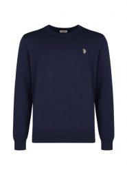 U.S. Polo Assn. Sweter w kolorze granatowym rozmiar: S. Niebieskie swetry męskie U.S. Polo Assn., s, bez wzorów, z bawełny, bez kołnierzyka. Za 134.85 zł.