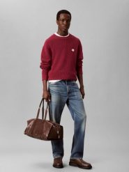 Calvin Klein Jeans swetry z dzianiny Mężczyźni Bawełna (100%) czerwony, XL. Czerwone swetry męskie Calvin Klein Jeans, na jesień, m, z aplikacjami, z bawełny, bez kołnierzyka. Za 409.95 zł.