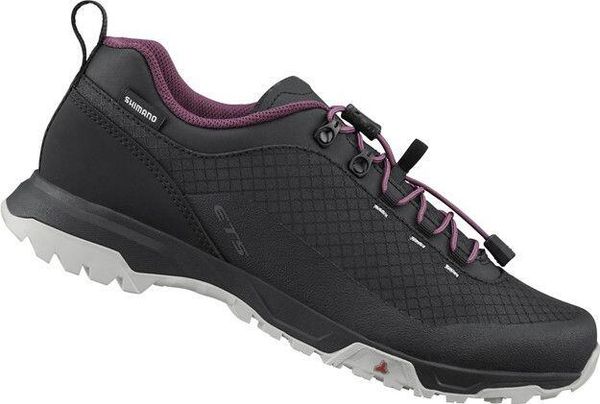Kobiety - Buty kolarskie ET501W. Czarne buty sportowe na co dzień damskie SHIMANO, bez wzorów, z gumy, rowerowe. Za 419.99 zł.