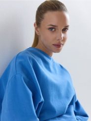 Bawełniana bluza - niebieski. Niebieskie bluzy bez kaptura damskie Reserved, l, z bawełny. Za 179.99 zł.