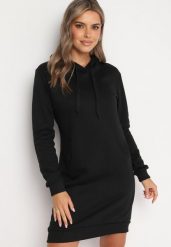 Czarna Tunika Bluza z Bawełną Kapturem i Sznurkami Mivilora. Czarne bluzy z kapturem damskie Born2be, l, z bawełny. Za 69.99 zł.