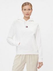 Tommy Jeans Bluza Badge DW0DW17326 Biały Boxy Fit. Białe bluzy bez kaptura damskie Tommy Jeans, xxs, z bawełny. Za 329.99 zł.