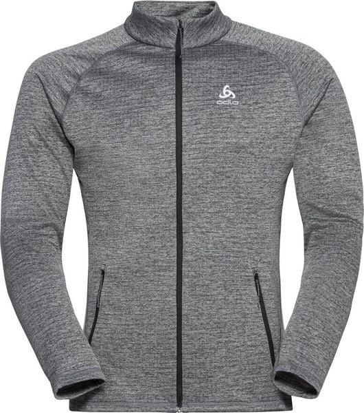 Bluza polarowa męska Odlo Mid TENCIA zapinana na zamek. Szare bluzy bez kaptura męskie Odlo, bez wzorów, z elastanu, sportowe, bez kołnierzyka, bez ramiączek. Za 445.90 zł.