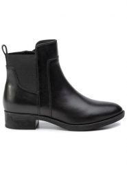 Geox Botki D Felicity G D94G1G 00043 C9999 Czarny. Czarne botki damskie Geox, ze skóry, bez obcasa, na płaskiej podeszwie, bez zapięcia. Za 469.99 zł.