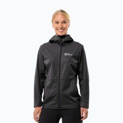 Kurtka softshell damska Jack Wolfskin Feldberg Hoody. Czarne kurtki damskie Jack Wolfskin, bez wzorów, z softshellu, bez kaptura. Za 389.99 zł.