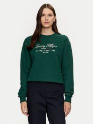 Tommy Hilfiger Bluza Modern WW0WW43574 Zielony Regular Fit. Zielone bluzy bez kaptura damskie Tommy Hilfiger, l, z bawełny. Za 309.99 zł.