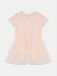 Guess Sukienka codzienna A5RK19 K6YW0 Różowy Regular Fit. Czerwone sukienki dziewczęce Guess, z aplikacjami, z bawełny, bez ramiączek. Za 189.99 zł.