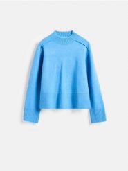 Sweter ze stójką - niebieski. Niebieskie swetry klasyczne damskie Reserved, l, z dzianiny, bez kołnierzyka. Za 129.99 zł.