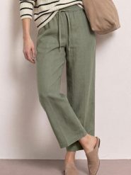 Street One Lniane spodnie Kobiety len (100%) zielony, 44-26. Zielone spodnie materiałowe damskie Street One, bez wzorów, ze lnu, eleganckie. Za 279.95 zł.