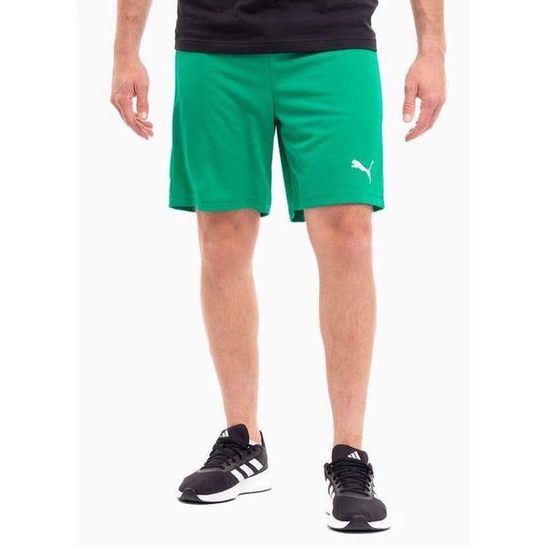 Spodenki Puma teamRISE zielone. Białe szorty męskie Puma, bez kołnierzyka. Za 67.00 zł.