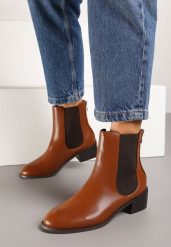 Brązowe Botki na Obcasie w Stylu Sztybletów z Elastyczną Gumką Aetaris. Brązowe botki damskie Born2be, z jeansu, biznesowe, bez obcasa, na obcasie, bez zapięcia. Za 159.99 zł.