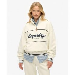 Damska bluza rozpinana z zamkiem 1/4 Superdry Country Club. Białe bluzy bez kaptura damskie Superdry. Za 349.55 zł.