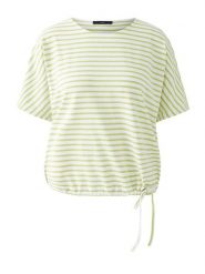 Oui Koszulka w kolorze zielono-białym rozmiar: 36. Zielone bluzki damskie Oui, bez wzorów, z bawełny, bez kołnierzyka, bez ramiączek. Za 100.28 zł.