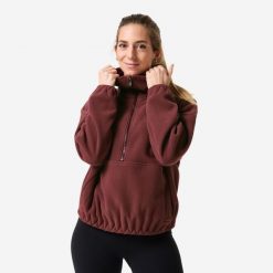 Bluza do jogi damska Domyos polar. Fioletowe bluzy z kapturem damskie DOMYOS, l, z materiału. Za 119.99 zł.