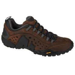 Buty trekkingowe męskie, Merrell Intercept. Brązowe buty trekkingowe męskie MERRELL, z materiału, przed kostkę, bez zapięcia, trekkingowe. Za 651.00 zł.