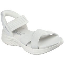 Sandały damskie Skechers Ultra Flex 3.0 Nev. Szare sandały damskie Skechers, bez wzorów, z materiału, bez obcasa. Za 490.00 zł.