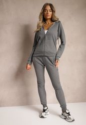 Ciemnoszare Spodnie Dresowe z Polarem i Ściągaczami Tala. Szare spodnie dresowe damskie Renee, l, z dresówki, na fitness i siłownię. Za 34.99 zł.