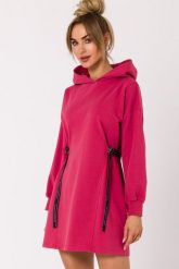 Sukienka bawełniana trapezowa jak bluza z kapturem fuksja. Czerwone bluzy z kapturem damskie Sukienki.shop, xl, z bawełny. Za 309.00 zł.