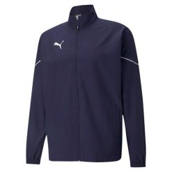 Kurtka do piłki nożnej męska Puma teamRISE Sideline. Niebieskie kurtki męskie Puma, m, bez wzorów, bez kaptura. Za 125.99 zł.