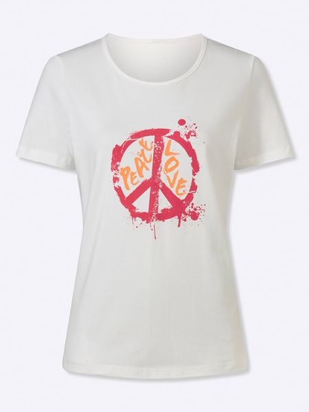 Heine Koszulka w kolorze białym rozmiar: 44. Białe t-shirty damskie Heine, bez wzorów, z bawełny, bez kołnierzyka. Za 42.08 zł.