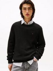 Tommy Jeans sweter Mężczyźni Bawełna czarny, M. Czarne swetry męskie Tommy Jeans, m, bez wzorów, z bawełny, bez kołnierzyka. Za 369.95 zł.