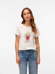 Vero Moda Koszulka w kolorze białym rozmiar: M. Białe bluzki damskie Vero Moda, m, bez wzorów, z bawełny, bez kołnierzyka, bez ramiączek. Za 61.46 zł.