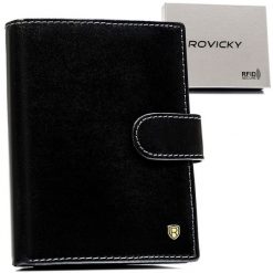 Portfel skórzany Rovicky N104L-RVT czarny. Czarne portfele męskie ROVICKY, bez wzorów, ze skóry. Za 74.00 zł.
