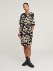 G-Star Sukienka w kolorze czarno-beżowym rozmiar: S. Brązowe sukienki damskie G-Star, s, bez wzorów, z bawełny, retro, bez kołnierzyka, bez ramiączek, midi. Za 187.07 zł.