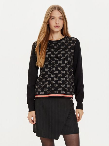 Liu Jo Sport Sweter TF4228 MS63L Czarny Regular Fit. Czarne swetry klasyczne damskie Liu Jo Sport, l, z syntetyku, bez kołnierzyka. Za 379.99 zł.