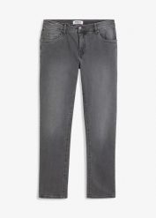 Dżinsy ze stretchem w wygodnym fasonie Regular Fit Tapered. Szare jeansy męskie bonprix. Za 147.99 zł.