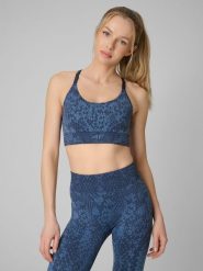 4F Biustonosz treningowy z niskim wsparciem - turkusowy M/L. Niebieskie biustonosze sportowe damskie 4f, bez wzorów, z dzianiny. Za 119.99 zł.