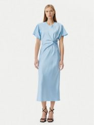 Rinascimento Sukienka koktajlowa CFC0122932003 Błękitny Regular Fit. Niebieskie sukienki damskie RINASCIMENTO, xs, bez wzorów, z syntetyku, wizytowe, bez kołnierzyka, bez ramiączek. Za 239.99 zł.