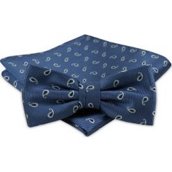 Modna Mucha Męska - Alties - Kolor Niebieski, Drobny Wzór Paisley. Niebieskie krawaty i muchy męskie Alties, bez wzorów, eleganckie. Za 54.00 zł.