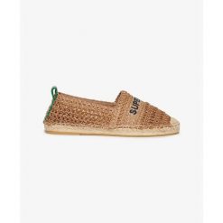 Sandały espadryle z haftowanego rafii dla kobiet Superdry. Brązowe sandały damskie Superdry., bez wzorów, bez obcasa. Za 282.75 zł.