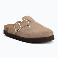 Klapki damskie Scholl Beatriz Suede. Brązowe klapki damskie Scholl, bez wzorów, z materiału, bez obcasa. Za 529.99 zł.
